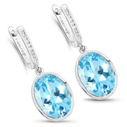 Bids.com 15.13 Carat Genuine Blue Topaz and White Diamond .925 Sterling Silver Earrings Earrings White Smoke