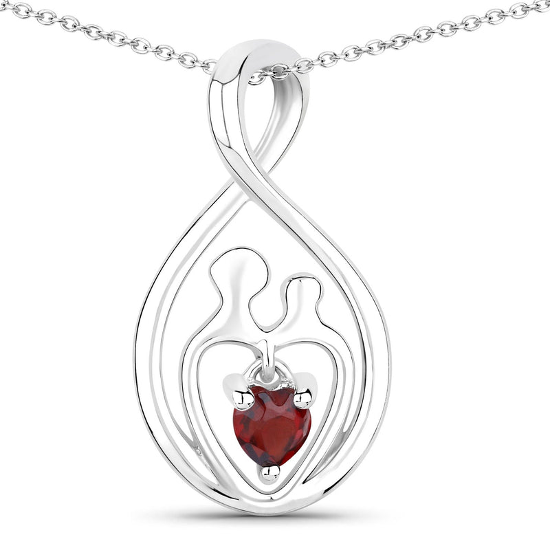 Bids.com 0.14 Carat Genuine Garnet .925 Sterling Silver Pendant Pendants White Smoke size 18.00