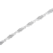 Bids.com .925 Sterling Silver 1-1/2 Cttw Round and Baguette Cut Diamond Wave Link Bracelet (I-J Color, I2-I3 Clarity) - 7" Bracelets White Smoke White.Sterling Silver / 7.25