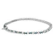 Bids.com 14K White Gold Round-Cut white and Blue Diamond Fashion Bracelet (3.70 cttw, H-I Color, SI1-SI2 Clarity) Bracelets White Smoke White.Gold / 7