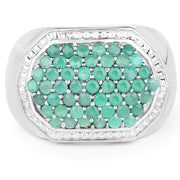 Bids.com 1.43 Carat Genuine Emerald .925 Sterling Silver Ring Rings White Smoke size 10.00,size 11.00,size 12.00,size 9.00,size 5.00,size 6.00,size 7.00,size 8.00