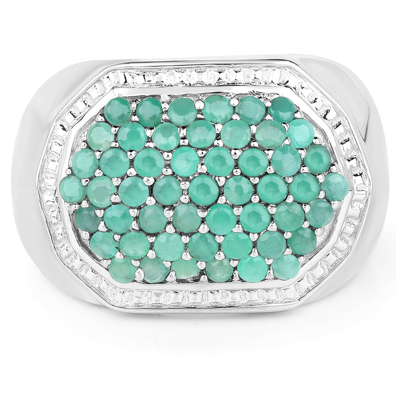 Bids.com 1.43 Carat Genuine Emerald .925 Sterling Silver Ring Rings White Smoke size 10.00,size 11.00,size 12.00,size 9.00,size 5.00,size 6.00,size 7.00,size 8.00