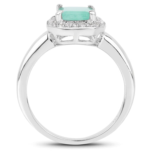 Bids.com 1.73 Carat Genuine Emerald & White Topaz .925 Sterling Silver Ring Rings White Smoke size 5.00,size 6.00,size 7.00,size 8.00,size 9.00