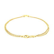 Bids.com 14k Yellow Gold Double Rolo Chain Anklet with an Open Heart Station Accessories White Smoke 10 / Yellow Gold