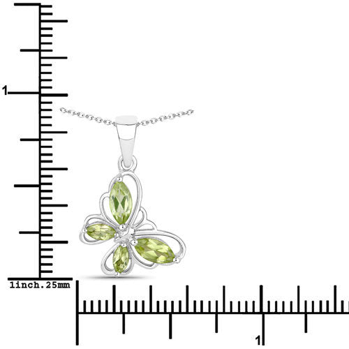 Bids.com 0.64 Carat Genuine Peridot .925 Sterling Silver Pendant Pendants White Smoke