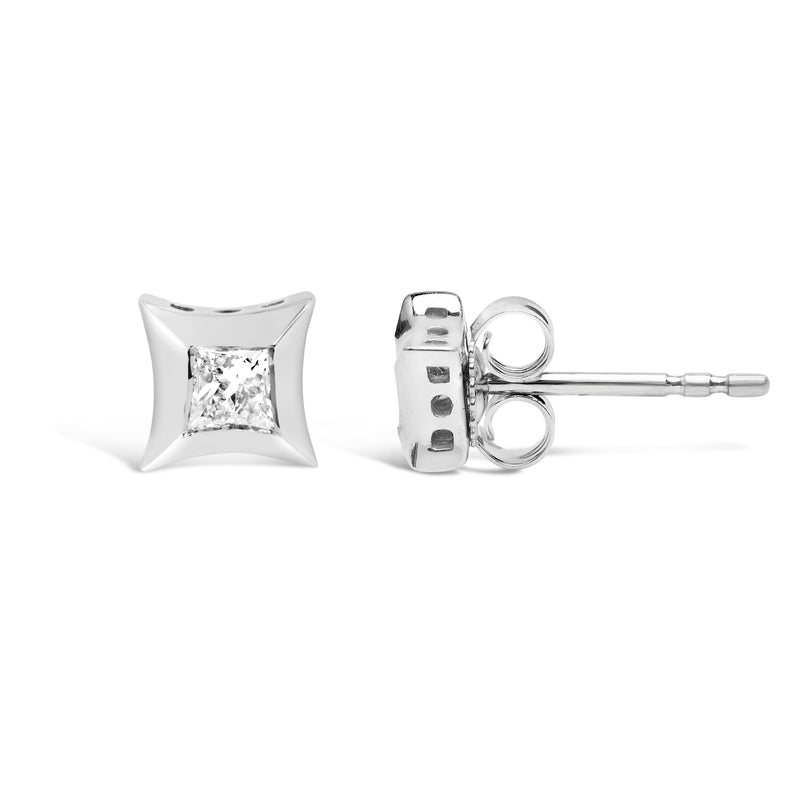 Bids.com 10K White Gold 1/5 Cttw Invisible Set Princess-Cut Diamond Stud Earrings (H-I Color, SI2-I1 Clarity) Earrings White Smoke White.Gold / 0.2,Yellow.Gold / 0.2