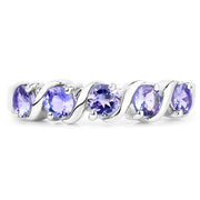 Bids.com 1.15 Carat Genuine Tanzanite .925 Sterling Silver Ring Rings White Smoke size 8.00,size 6.00,size 7.00,size 9.00,size 10.00
