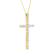 Bids.com 10K Yellow Gold Plated .925 Sterling Silver 4.0 Cttw Round Cut Diamond Cross Pendant Necklace (J-K Color, I1-I2 Clarity) - 18" Necklaces White Smoke Yellow.Sterling Silver / 18