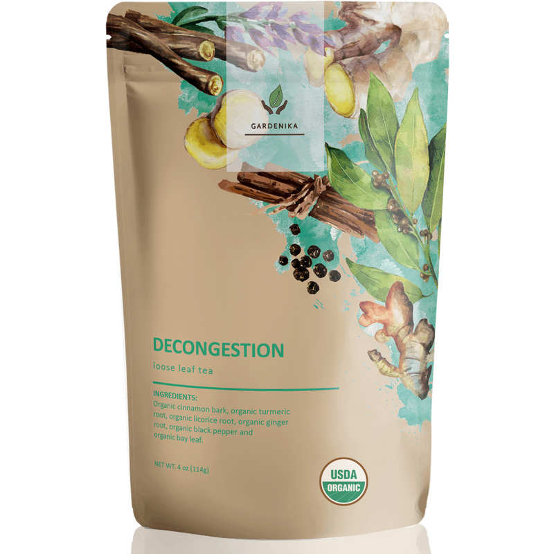 Gardenika Shop Decongest Tea, Respiratory Comfort | Turmeric Ginger Blend | Organic Loose Leaf Tea Tan