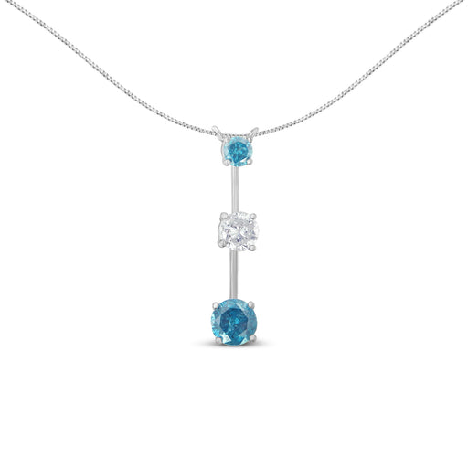 Bids.com 14K White Gold 1 1/2 cttw White and Treated Blue Diamond Pendant Necklace (H-I, I1-I2) Necklaces White Smoke White.Gold / 18