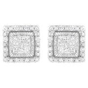 Bids.com 10K White Gold 1/2 cttw Invisible Set Princess-Cut Diamond Square Stud Earring (I-J Color, I1-I2 Clarity) Earrings Light Gray White.Gold / 0.5