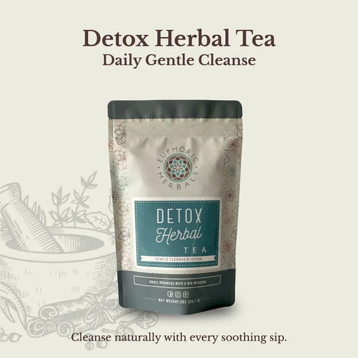 Euphoric Herbals Detox Herbal Tea Herbal Tea Antique White 60 Cup Servings,30 Cup Servings