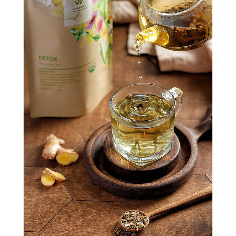 Gardenika Shop Detox Tea, Ayurvedic Cleanse with Dandelion & Lemongrass | Organic Loose Leaf Tea Sienna