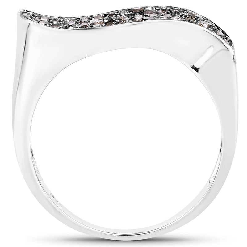 Bids.com 0.21 Carat Genuine Champagne Diamond .925 Sterling Silver Ring Rings White Smoke size 7.00,size 6.00,size 8.00,size 9.00