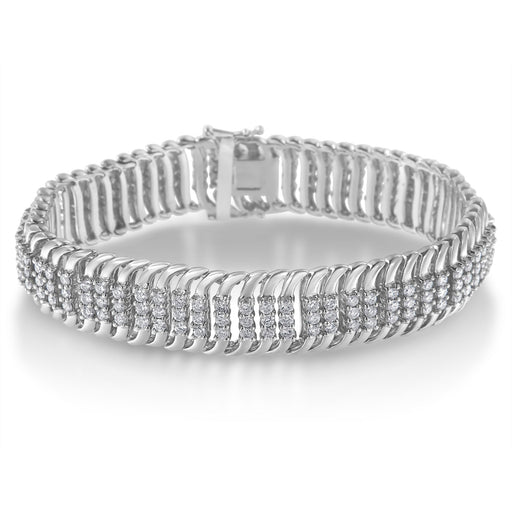 Bids.com 14K White Gold 5.0 Cttw Round Brilliant Cut Diamond 7" S Wave Serpentine Tennis Bracelet (H-I Color, I1-I2 Clarity) Bracelets Gray White.Gold / 7