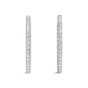 Bids.com Oval Shape Two Sided Diamond Hoop Earrings in 14k White Gold (2 cttw) Earrings White Smoke White Gold