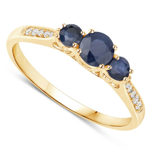 Bids.com 0.56 Carat Genuine Blue Sapphire and White Diamond 14K Yellow Gold Ring Rings White Smoke size 5.00,size 6.00,size 7.00,size 8.00,size 9.00