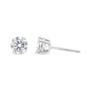 Bids.com 14K White Gold 1-1/2 Cttw Round Brilliant-Cut Near Colorless Diamond Classic 4-Prong Stud Earrings with Screw Backs (H-I Color, SI1-SI2 Clarity) Earrings White Smoke White.Gold / 1.5