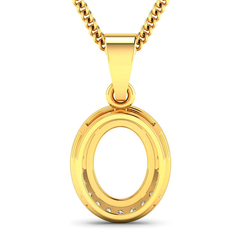 Bids.com 0.22 Carat Genuine White Diamond 14K Yellow Gold Semi Mount Pendant - holds 9x7mm Oval Gemstone Pendants White Smoke