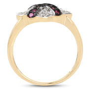 Bids.com 14K Yellow Gold Plated 0.57 Carat Genuine Ruby and White Cubic Zirconia .925 Sterling Silver Ring Rings White Smoke size 8.00,size 6.00,size 7.00,size 9.00