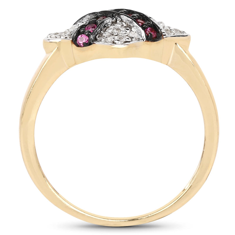 Bids.com 14K Yellow Gold Plated 0.57 Carat Genuine Ruby and White Cubic Zirconia .925 Sterling Silver Ring Rings White Smoke size 8.00,size 6.00,size 7.00,size 9.00