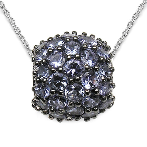 Bids.com 3.08 Carat Genuine Tanzanite .925 Sterling Silver Pendant Pendants White Smoke size 16.00