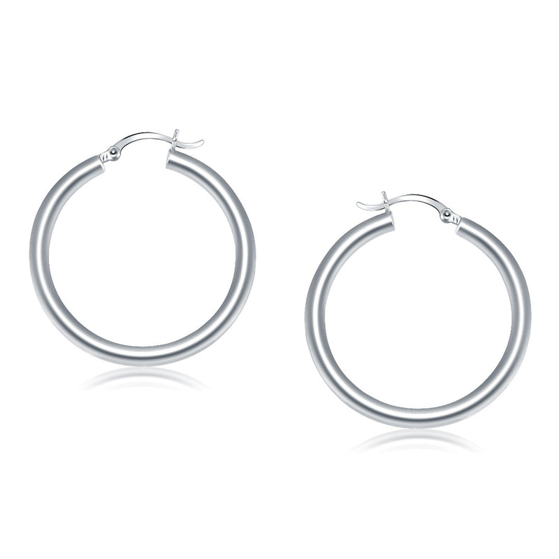 Bids.com 14k White Gold Polished Hoop Earrings (40 mm) Earrings White Smoke White Gold