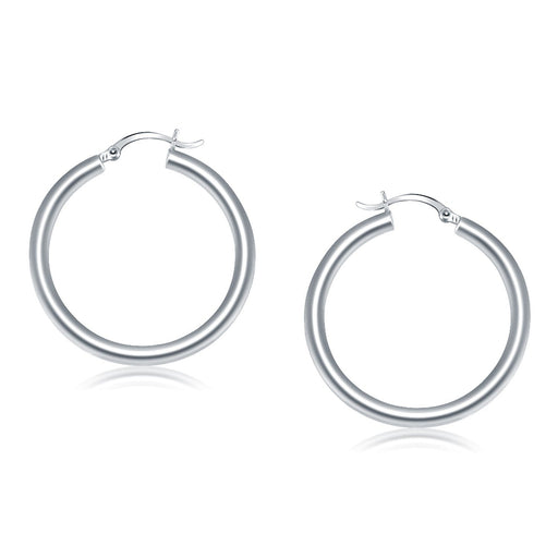 Bids.com 14k White Gold Polished Hoop Earrings (40 mm) Earrings White Smoke White Gold
