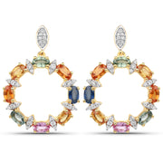 Bids.com 4.12 Carat Genuine Multi Sapphire .925 Sterling Silver Earrings Earrings White Smoke