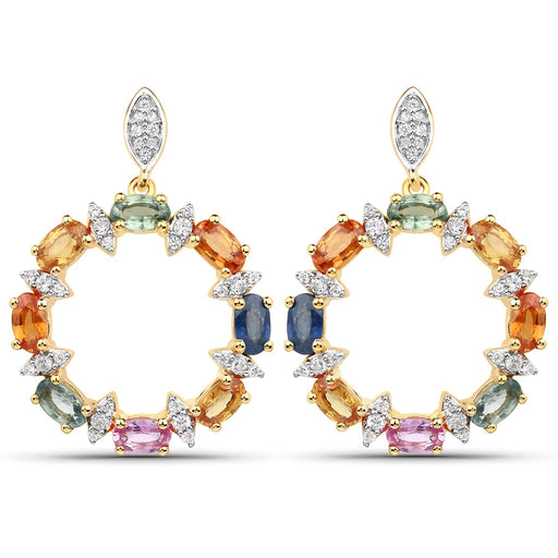 Bids.com 4.12 Carat Genuine Multi Sapphire .925 Sterling Silver Earrings Earrings White Smoke