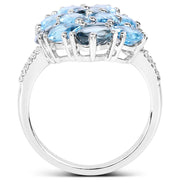 Bids.com 6.69 Carat Genuine Swiss Blue Topaz, London Blue Topaz and White Zircon .925 Sterling Silver Ring Rings White Smoke size 6.00,size 8.00,size 7.00,size 5.00,size 9.00,size 10.00