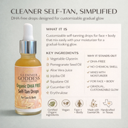 Glimmer Goddess® Organic Skin Care Organic DHA‑Free Tanning Drops – Gradual, No‑Odor Glow Self Tanner Light Gray Lightly Scented,Unscented
