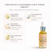 Glimmer Goddess® Organic Skin Care Organic DHA‑Free Tanning Drops – Gradual, No‑Odor Glow Self Tanner White Smoke Lightly Scented,Unscented