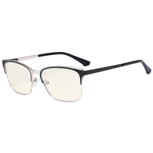 eyekeeper.com Rectangle Blue Light Filter Eyeglasses LX19039-BB40 Eyeglasses White Smoke Black / without magnification