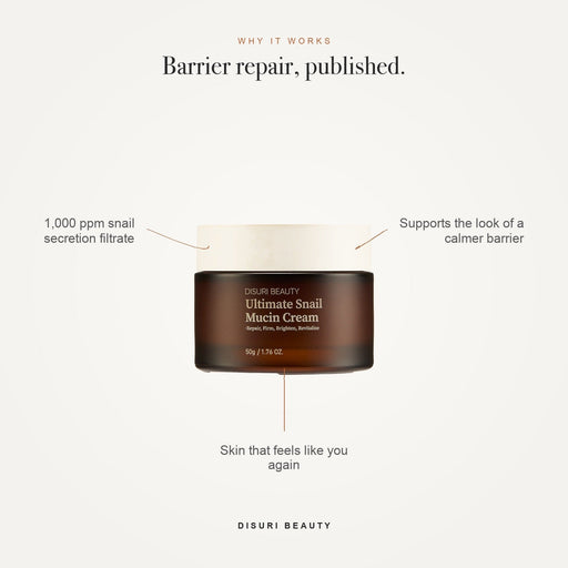 DISURI BEAUTY DISURI Beauty Ultimate Snail Mucin Cream Face Moisturizer White Smoke