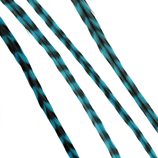 VIP Extensions Donna Bella Hair Extension Feathers, Striped Turquoise Hair Extension Accessories White Smoke