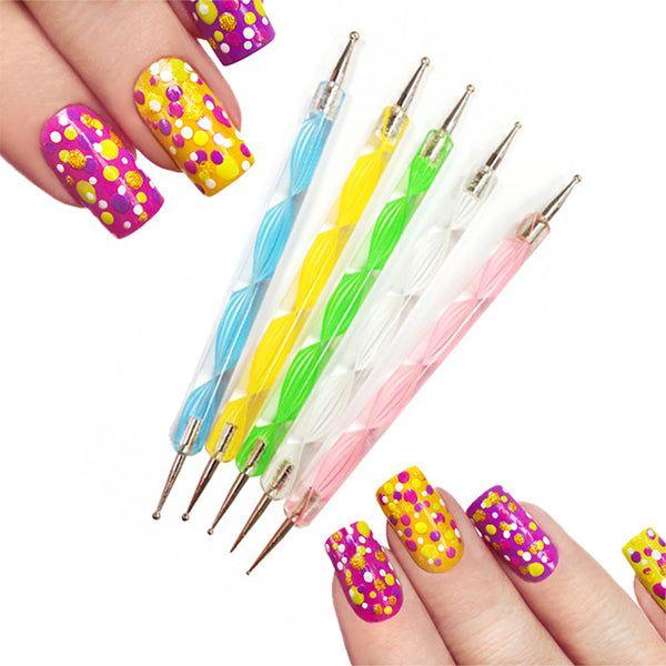 minimanimoo Basic Dotting Tools 5 pc Nail Brushes/tools Light Gray