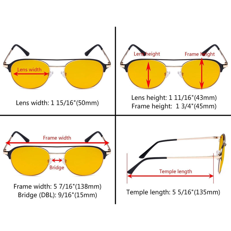 eyekeeper.com Double Bridge Blue Light Blocking Eyeglasses LX19027-BB90 Eyeglasses Orange Black / without magnification,Blue / without magnification,Red / without magnification