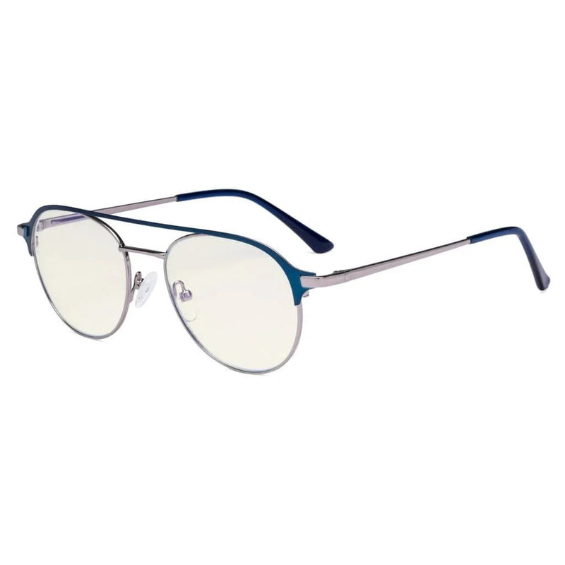 eyekeeper.com Double Bridge Blue Light Filter Eyeglasses LX19027-BB40 Eyeglasses White Smoke Blue / without magnification