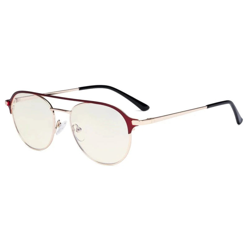 eyekeeper.com Double Bridge Blue Light Filter Eyeglasses LX19027-BB40 Eyeglasses White Smoke Red / without magnification