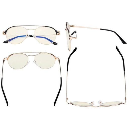 eyekeeper.com Double Bridge Blue Light Filter Eyeglasses LX19027-BB40 Eyeglasses White Smoke Black / without magnification,Blue / without magnification,Red / without magnification