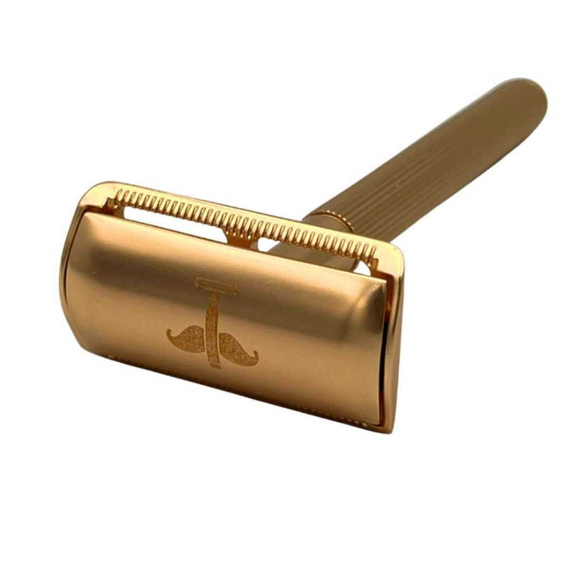 Shave Essentials Double-Sided Safety Razor V2 Razors & Razor Blades White Smoke GOLD