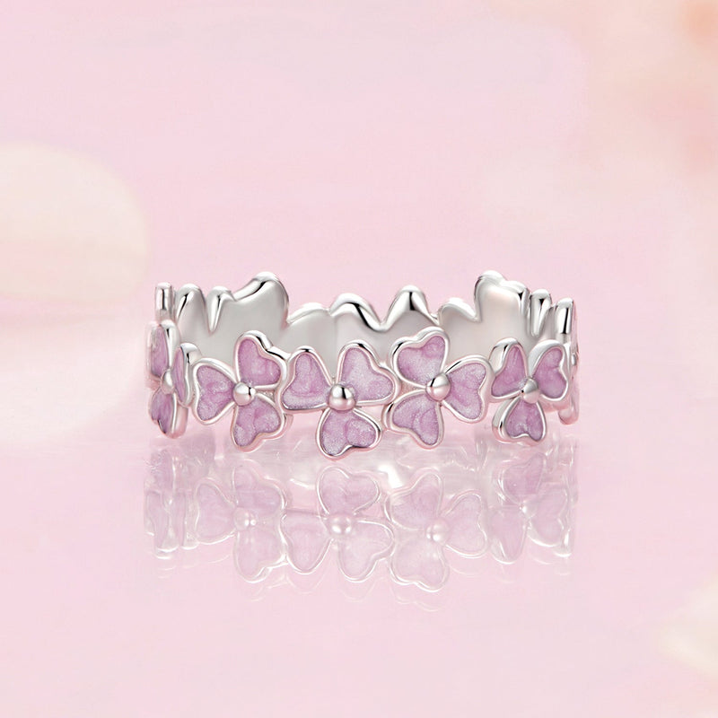Bids.com 925 Sterling Silver Enamel Platinum Plated Ring Size 6 for Women Rings Misty Rose 6,7,8