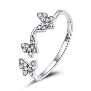 Bids.com 925 Sterling Silver Oxidized Butterfly Ring with Pavé Setting CZ for Women Rings White Smoke Default Title