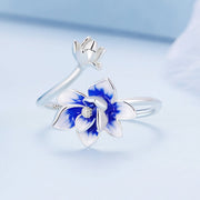 Bids.com 925 Sterling Silver Enamel Flower Ring Rings Lavender
