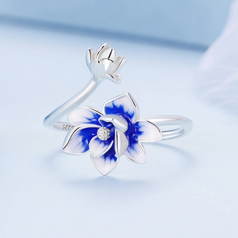 Bids.com 925 Sterling Silver Enamel Flower Ring Rings Lavender
