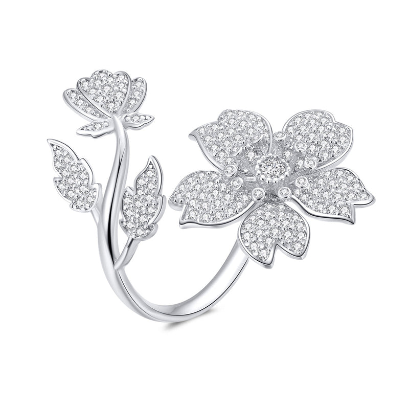 Bids.com 925 Sterling Silver Plated Platinum Pavé Setting CZ 0.2cm Ring Rings White Smoke Default Title