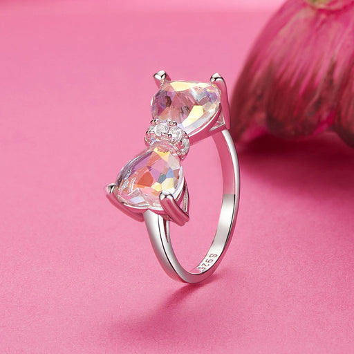 Bids.com 925 Sterling Silver 6.0 Size Pavé Setting CZ Ring for Women Rings Pale Violet Red 6,7