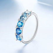 Bids.com 925 Sterling Silver Ring with White Gold Plating for Women, Size 6.0 Rings Alice Blue 6,7,8