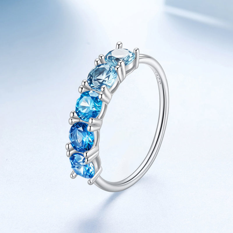 Bids.com 925 Sterling Silver Ring with White Gold Plating for Women, Size 6.0 Rings Alice Blue 6,7,8